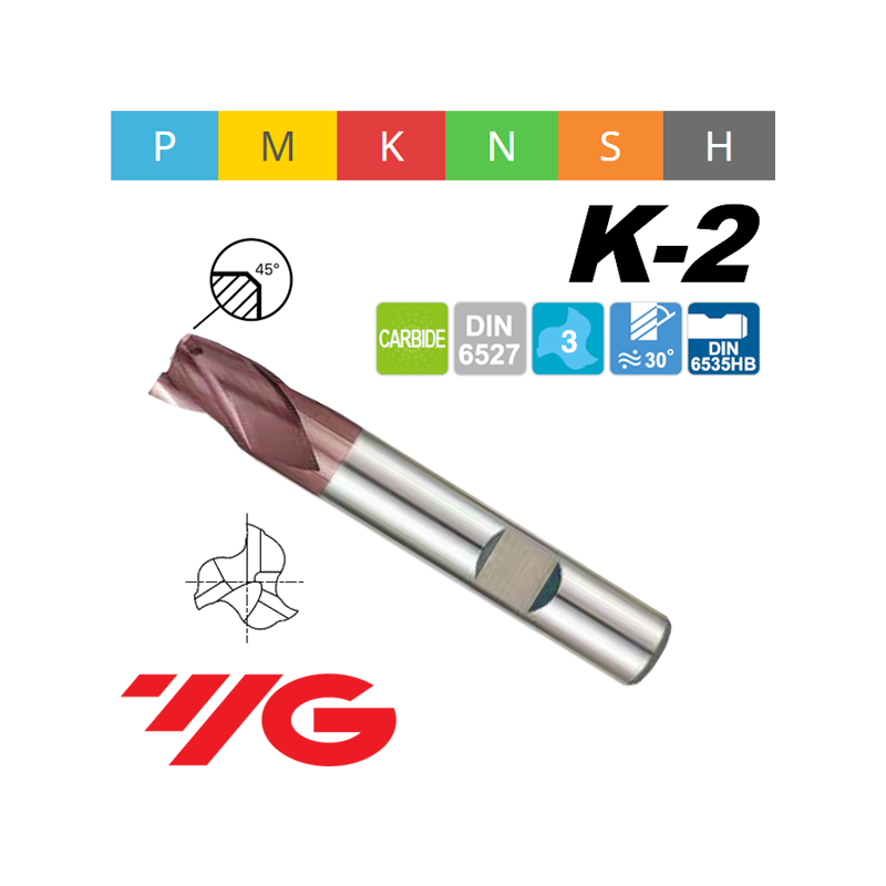 Fresa K2 MD Z3 SERIE LARGA CON CHAFLÁN Y AGUJERO WELDON Fresa K2 MD Z3 SERIE LARGA CON CHAFLÁN Y AGUJERO WELDON