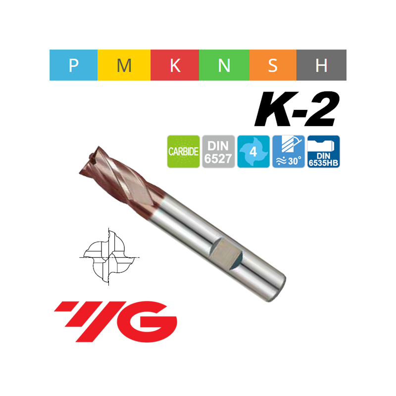 Fresa K2 MD Z4 SERIE CORTA CON AGUJERO WELDON Fresa K2 MD Z4 SERIE CORTA CON AGUJERO WELDON