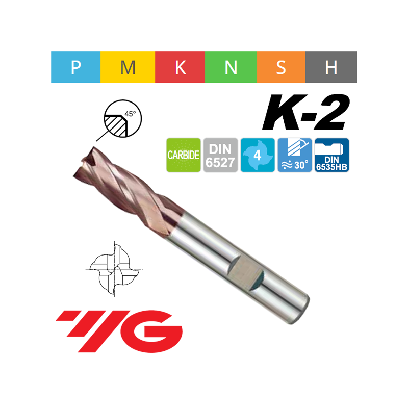 Fresa K2 MD Z4 SERIE LARGA CON CHAFLÁN Fresa K2 MD Z4 SERIE LARGA CON CHAFLÁN