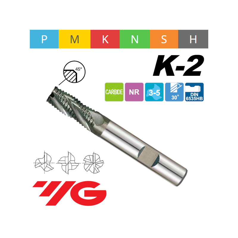Fresa K2 MD Z3-5 DENTADO DESBASTE TiAlN Fresa K2 MD Z3-5 DENTADO DESBASTE TiAlN
