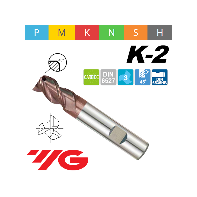 Fresa K2 MD Z3 45º SERIE LARGA CON CHAFLÁN Y AGUJERO WELDON Fresa K2 MD Z3 45º SERIE LARGA CON CHAFLÁN Y AGUJERO WELDON