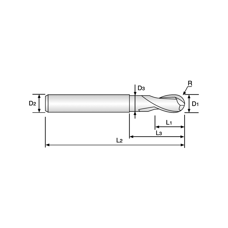 D-POWER Fresa MD Z2 ESFERICA SERIE CORTA DESTALONADA Rec.