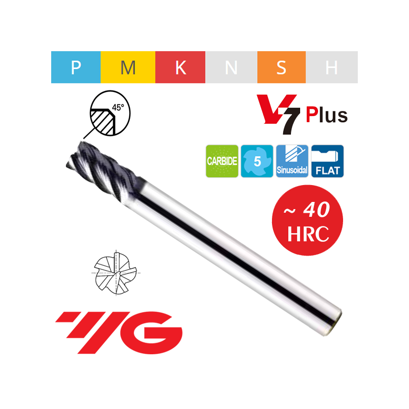 V7 MILL INOX Fresa MD Z5 Serie Larga Envolvente Variable V7 MILL INOX Fresa MD Z5 Serie Larga Envolvente Variable