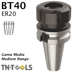 Cono Portapinza BT40 de sujección para pinza ER20 Gama Media