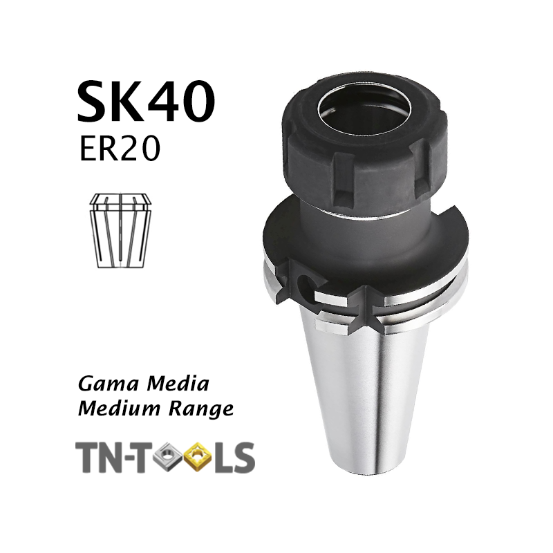 Cono Portapinza DIN69871 SK40 para sujección pinza ER20 Gama Media Cono Portapinza DIN69871 SK40 para sujección pinza ER20 Gama Media