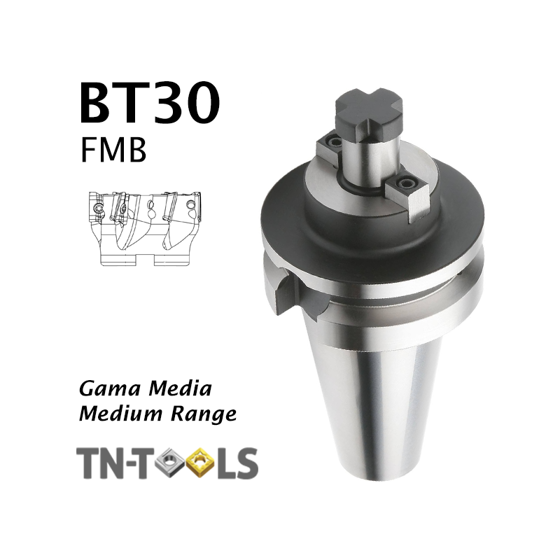 Cono Portafresas MAS403 BT30 con Chavetas Frontales FMB Gama Media Cono Portafresas MAS403 BT30 con Chavetas Frontales FMB Gama Media