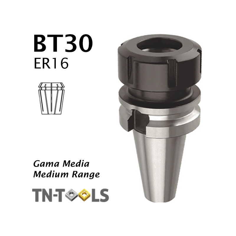 Cono Portapinza BT30 de sujección para pinza ER16 Gama Media Cono Portapinza BT30 de sujección para pinza ER16 Gama Media