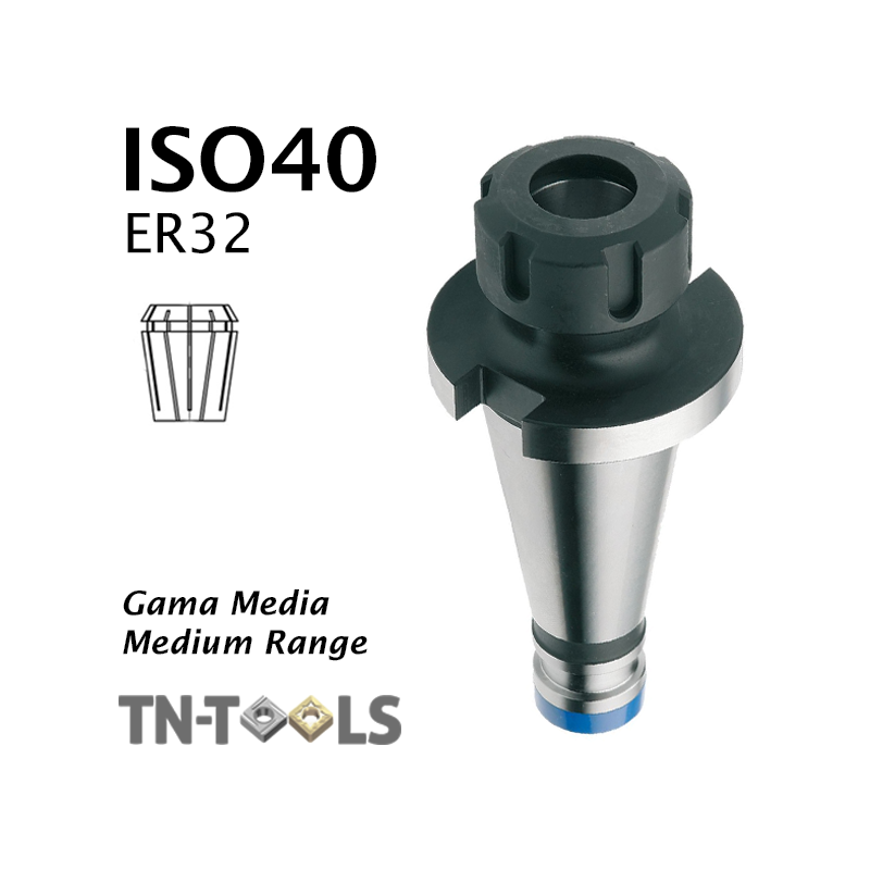 Cono Portapinza DIN2080 ISO40 ER32 para pinza de sujección Gama Media Cono Portapinza DIN2080 ISO40 ER32 para pinza de sujección Gama Media