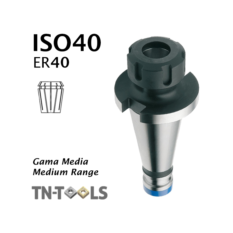 Cono Portapinza DIN2080 ISO40 ER40 para pinza de sujección Gama Media Cono Portapinza DIN2080 ISO40 ER40 para pinza de sujección Gama Media