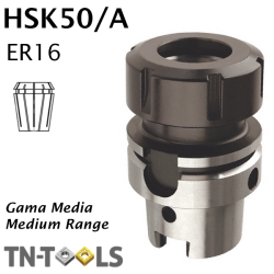 Cono Portafresas DIN69893 HSK50/A ER16 para pinza de sujección Gama Media