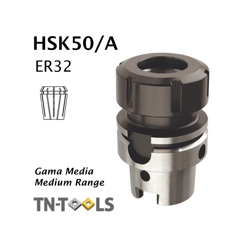 Cono Portafresas DIN69893 HSK50/A ER32 para pinza de sujección Gama Media Cono Portafresas DIN69893 HSK50/A ER32 para pinza de sujección Gama Media