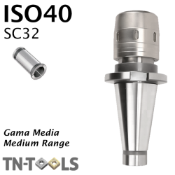 Cono Portapinza DIN2080 ISO40 de sujección para pinza SC32 de gran apriete Gama Media
