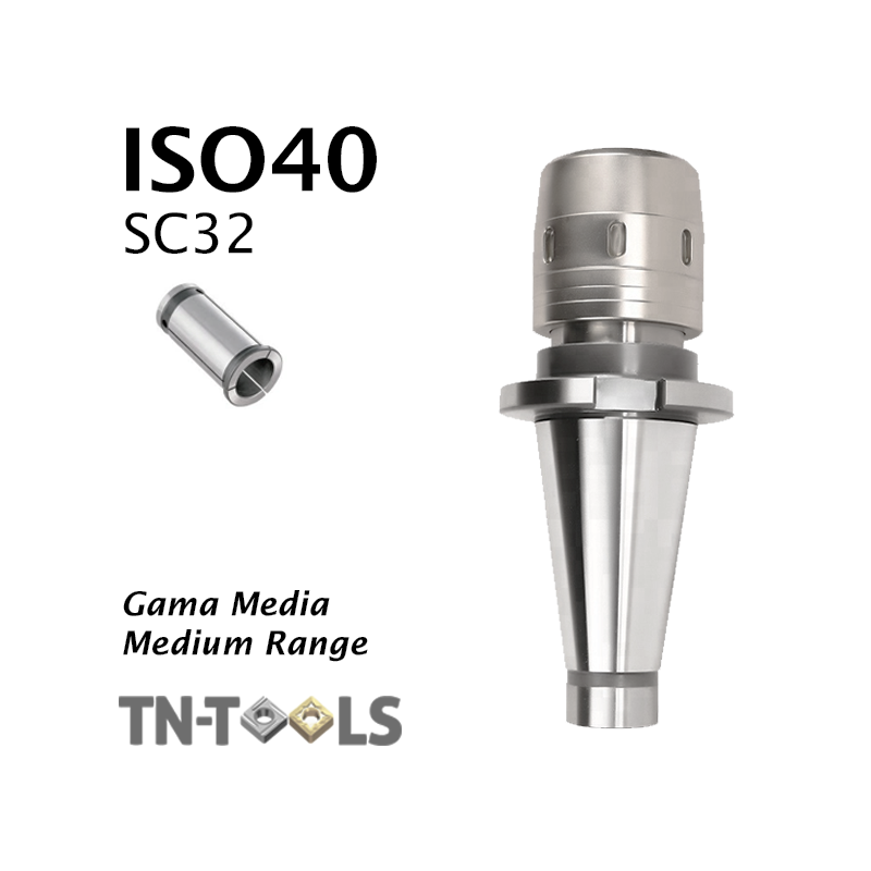Cono Portapinza DIN2080 ISO40 de sujección para pinza SC32 de gran apriete Gama Media
