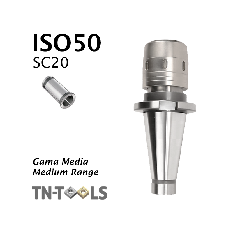Cono Portapinza DIN2080 ISO50 de sujección para pinza SC20 de gran apriete Gama Media