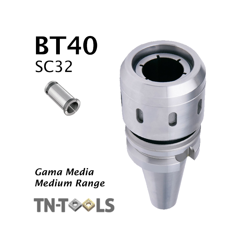 Cono Portapinza DIN69893 BT40 de sujección para pinza SC32 de gran apriete Gama Media