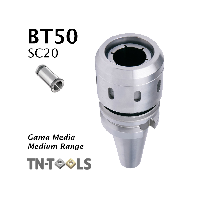 Cono Portapinza DIN69893 BT50 de sujección para pinza SC20 de gran apriete Gama Media