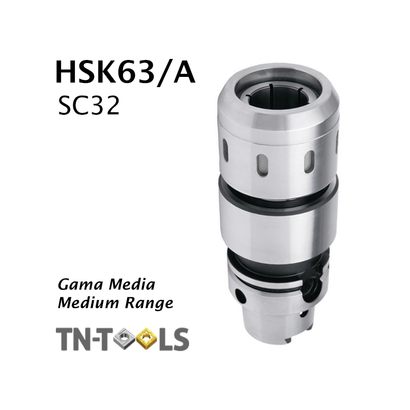 Cono Portapinza DIN69893 HSK63/A de sujección para pinza SC32 de gran apriete Gama Media