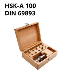 Juego de portabrocas en caja de madera HSK-A 100 DIN 69893