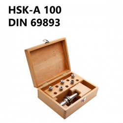 Drill chuck set in wooden box HSK-A 100 DIN 69893