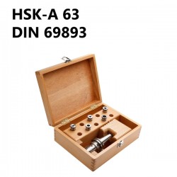 Drill chuck set in wooden box HSK-A 63 DIN 69893