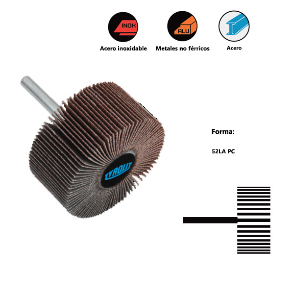 Flap wheels with shank BASIC* A-B02 PC X For steel, stainless steel and non-ferrous metals Flap wheels with shank BASIC* A-B02 PC X For steel, stainless steel and non-ferrous metals