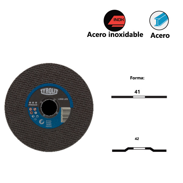 Discos de corte PREMIUM*** 2en1 para acero Tyrolit Discos de corte PREMIUM*** 2en1 para acero Tyrolit