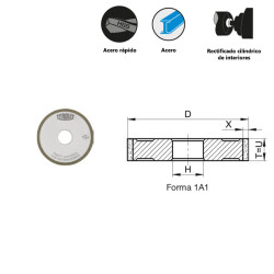 Internal cylindrical grinding CBN synthetic resin binder for high alloy steels and high speed steels