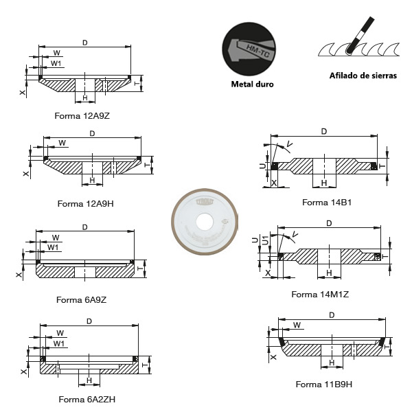 Herramientas abrasivas de diamante con aglomerado de resina sintética para rectificado hacia el lomo para carburo de tungsteno