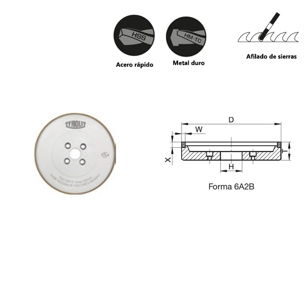 Herramientas con aglomerante de resina sintética de resina para reafilar cuchillas rectas para carburo de tungsteno y acero rápi