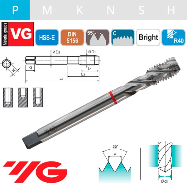 G(BSP) Profil 55° DIN ISO 228/1 G(BSP) Profil 55° DIN ISO 228/1