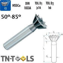 Angular Conical End Mills HSSCo with Cilindric Shank DIN 1833A