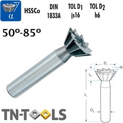 Angular Conical End Mills HSSCo with Cilindric Shank DIN 1833A