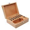 Set of tweezers in wooden box