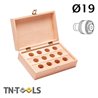 Wooden boxes, empty - 12 holes Ø 25 mm for tapping adaptors size 1