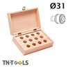 Wooden boxes, empty - 12 holes Ø 41 mm for tapping adaptors size 2