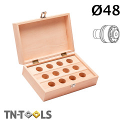 Wooden boxes, empty - 10 holes Ø 55 mm for tapping adaptors size 3