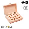 Wooden boxes, empty - 10 holes Ø 55 mm for tapping adaptors size 3