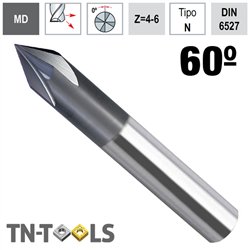 Fresa de metal duro Z4-6 Cortes 90º para Desbarbar y Grabar