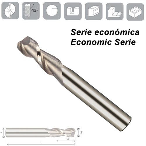 Z2 Helice 45º Square End Mill Aluminium Uncoated Normal Series