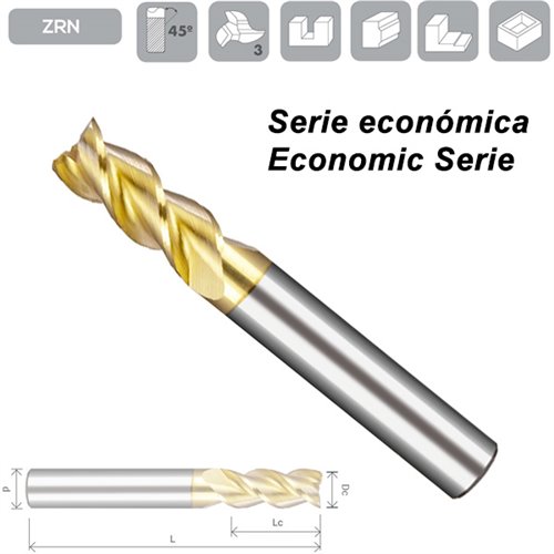 Z3 Helice 45º Square End Mill Aluminium ZRN Coated Normal Series