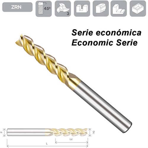 Z3 Helice 45º Square End Mill Aluminium ZRN Coated Long Series