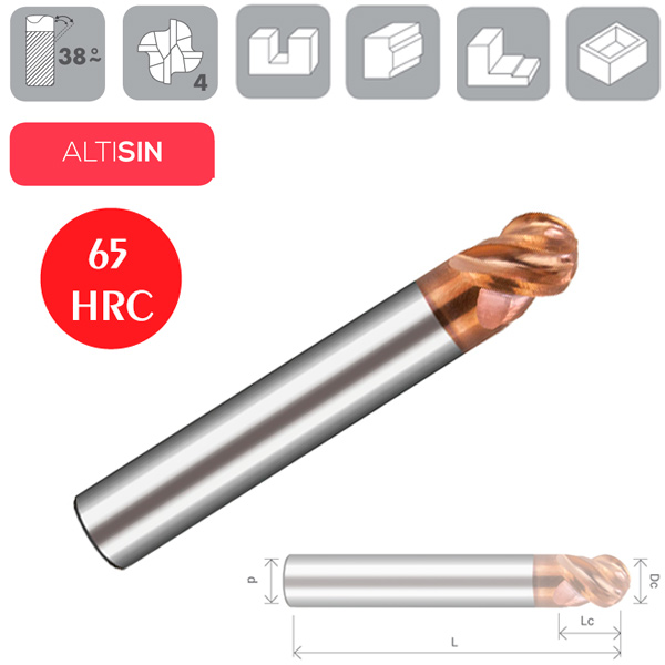 Z4 Hyperball: Ball Nose End Mill Unequal Helix Angles Z4 Hyperball: Ball Nose End Mill Unequal Helix Angles
