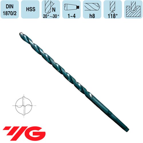 Foret HSS DIN1870/2 YG-1 Cone-Morse Extra-Long