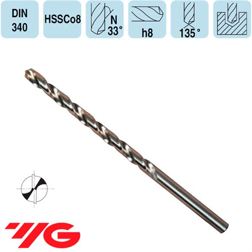 Long Straight Shank Twist Drills HSSCo8 YG-1 DIN340
