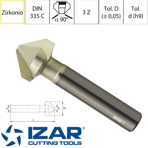 Fraise à noyer anti-vibration 3Z déplacement inégal