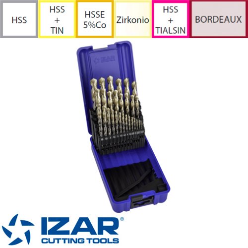 Drill Bit Set with 0,50mm intervals Before Threading sizes Izar