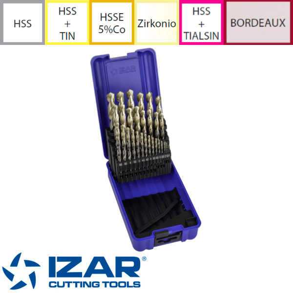 Drill Bit Set with 0,50mm intervals Before Threading sizes Izar