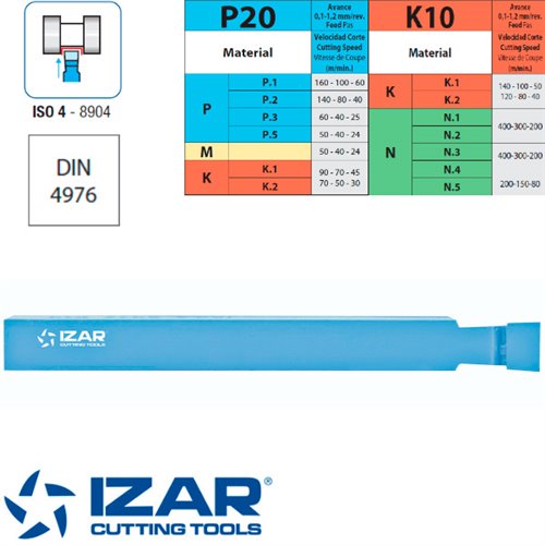 Izar Portaherramientas Soldadas de Widia ISO 4 para Ranurado Exterior