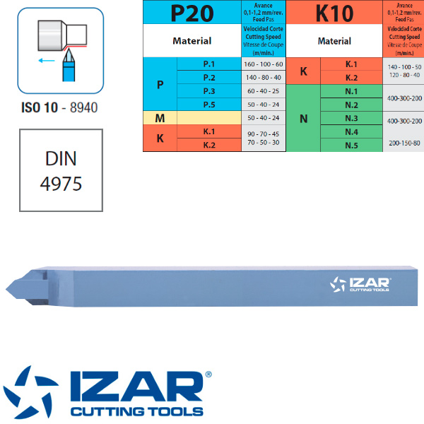 Izar Outil de tour plaquette soudé cylindrage droit Widia ISO 10