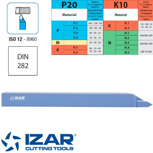 Izar Portaherramientas Soldadas de Widia ISO 12 para Roscado